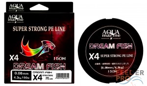 Шнур плетеный X4 DREAM FISH 0.08 мм. 4.3 кг. 150 м. (зеленая) Шнур плетеный X4 DREAM FISH 0.08 мм. 4.3 кг. 150 м. (зеленая)