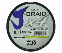 Леска плетеная DAIWA "J-Braid X4" 0,17мм 135 (желтая)