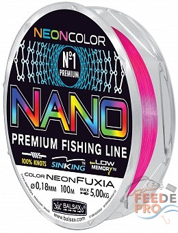 Леска BALSAX &quot;Nano Neon Fuxia&quot; 100м 0,16 (4,0кг) Леска BALSAX "Nano Neon Fuxia" 100м 0,16 (4,0кг)