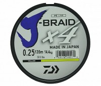 Леска плетеная DAIWA "J-Braid X4" 0,25мм 135 (желтая)