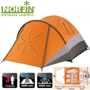 Палатка 3-х местная Norfin GLAN 3 NS Палатка 3-х местная Norfin GLAN 3 NS