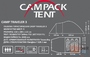 Палатка туристическая CAMPACK-TENT Camp Traveler 3 Палатка туристическая CAMPACK-TENT Camp Traveler 3