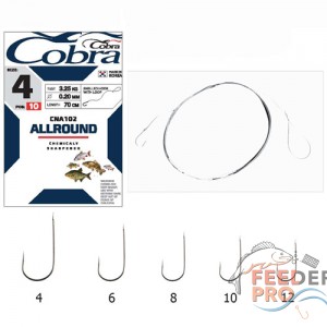 Крючки с поводком Cobra ALLROUND 70cm, 0,14mm, разм.10, 10шт. Крючки с поводком Cobra ALLROUND 70cm, 0,14mm, разм.10, 10шт.