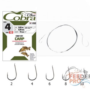 Крючки с поводком Cobra CARP 70cm, 0,14mm, разм.10, 10шт. Крючки с поводком Cobra CARP 70cm, 0,14mm, разм.10, 10шт.