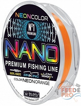 Леска BALSAX &quot;Nano Neon Orange&quot; BOX 100м 0,22 (7,0кг) Леска BALSAX "Nano Neon Orange" BOX 100м 0,22 (7,0кг)