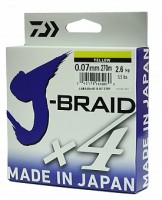 Леска плетеная DAIWA "J-Braid X4" 0,07мм 270 (желтая)